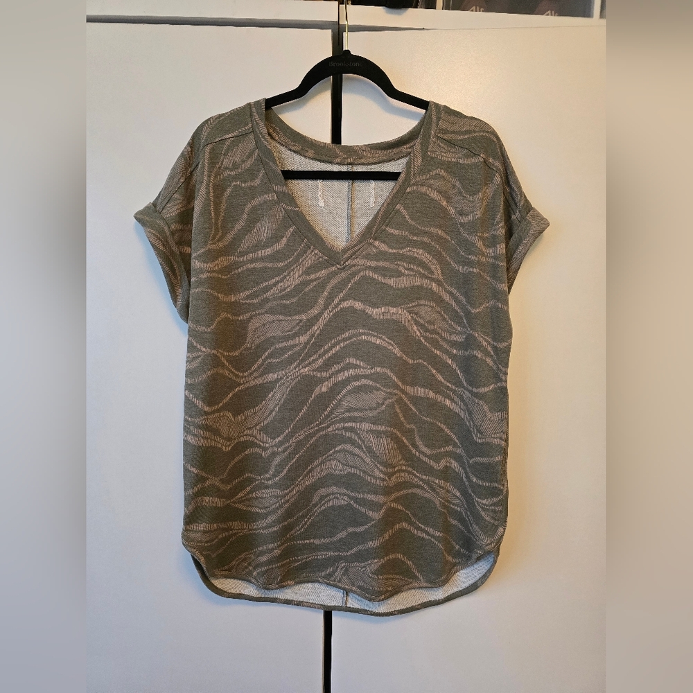 Cupio L Olive Green Patterned Women's Top